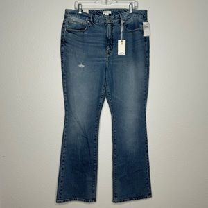 Good American Good Classic Distressed‎ Boot Cut Jeans Indigo Size 15 / 14W NWT